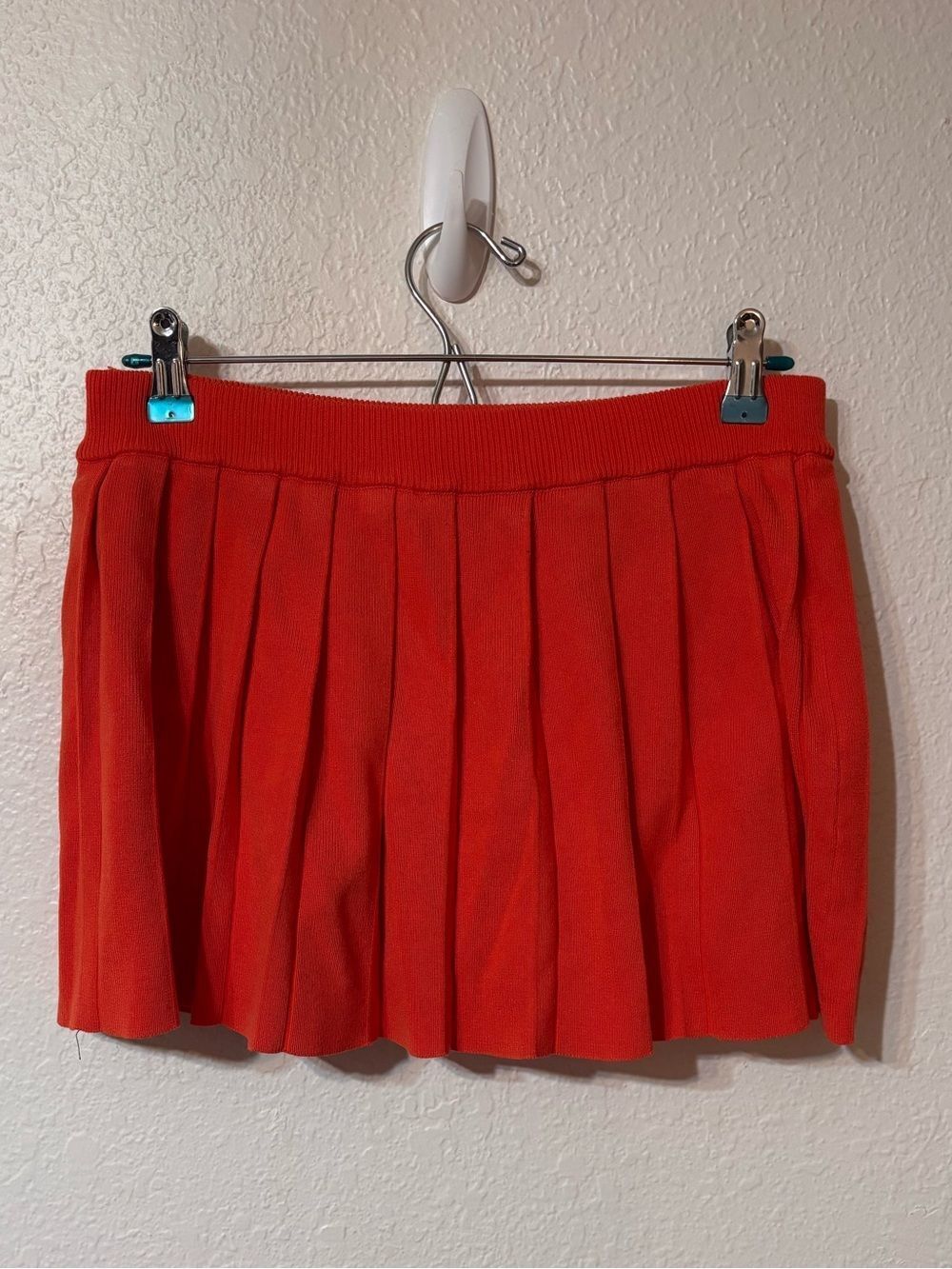Daisy Orange Knit Pleated Skirt Large